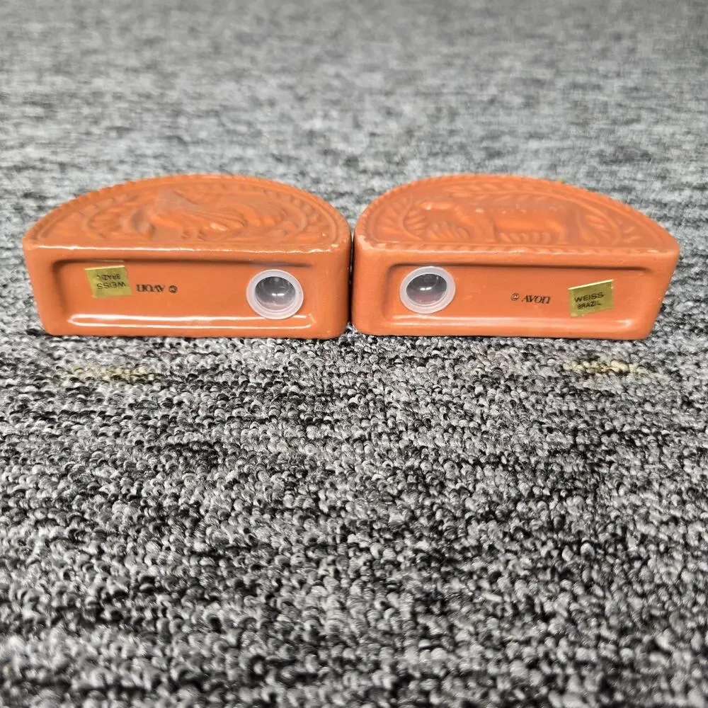Vtg Avon Terracotta Kitchenware Collection Butter Dish Salt & Pepper Shaker Set